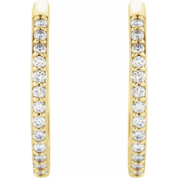 14K Yellow Gold 1/8 CTW Lab-Grown Diamond Hinged 18 mm Hoop Earrings
