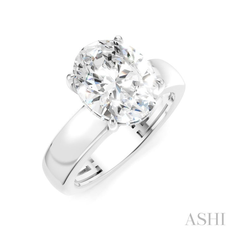 1/10 Ctw Oval Shape Round Cut Diamond Semi-Mount Engagement Ring in 14K White Gold