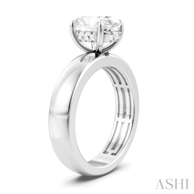 1/20 Ctw Oval Shape Round Cut Diamond Semi-Mount Engagement Ring in 14K White Gold