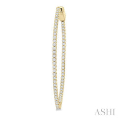 1 Ctw Inside-Out Round Cut Diamond 1/2-Inch Oval Hoop Earrings in 14K Yellow Gold