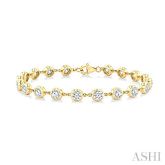 1/2 Ctw Bezel Set Round Cut Diamond Station Bracelet in 14K Yellow Gold