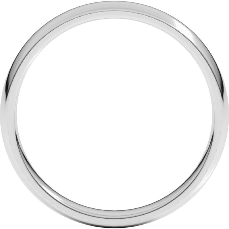 Platinum 3.5 mm Lightweight Comfort-Fit Half Round Band Size 6.5