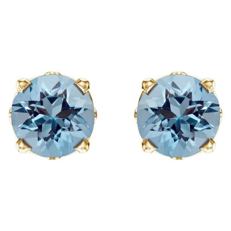 14K Yellow Gold Natural Aquamarine Scroll Setting® Stud Earrings