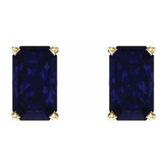 14K Yellow Gold Lab-Grown Blue Sapphire Scroll Setting® Earrings