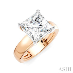 1/8 Ctw Princess Shape Round Cut Diamond Semi-Mount Engagement Ring in 14K Rose and White Gold