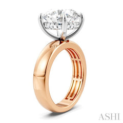 1/8 Ctw Round Shape Round Cut Diamond Semi-Mount Engagement Ring in 14K Rose and White Gold