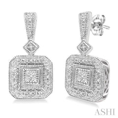 1/20 Ctw Round Cut Diamond Vintage Earrings in Sterling Silver