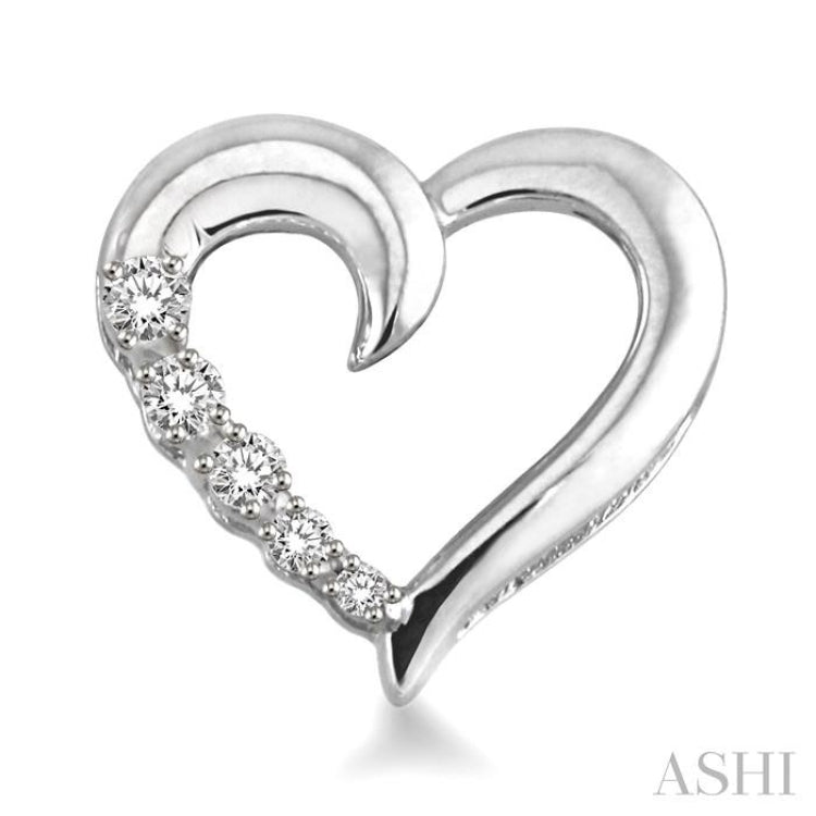 1/20 Ctw Round Cut Diamond Heart Shape Diamond Journey Earrings in Sterling Silver