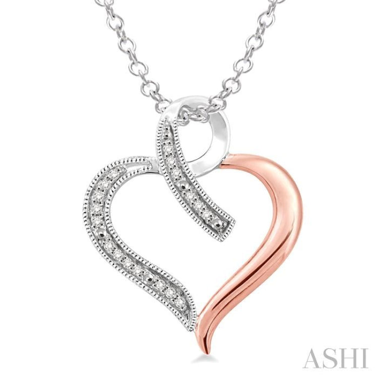 1/20 Ctw Round Cut Diamond Heart Pendant in Sterling Silver with Chain