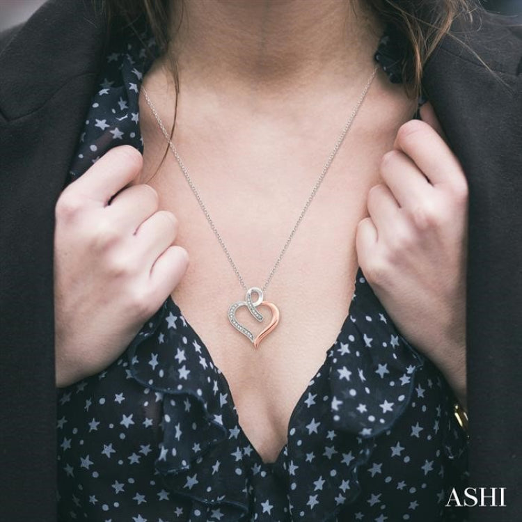 1/20 Ctw Round Cut Diamond Heart Pendant in Sterling Silver with Chain