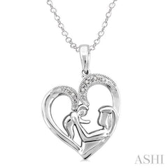 1/50 Ctw Round Cut Diamond Heart Pendant in Sterling Silver with Chain
