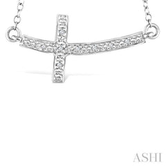 1/50 Ctw Round Cut Diamond Cross Pendant with Chain in Sterling Silver