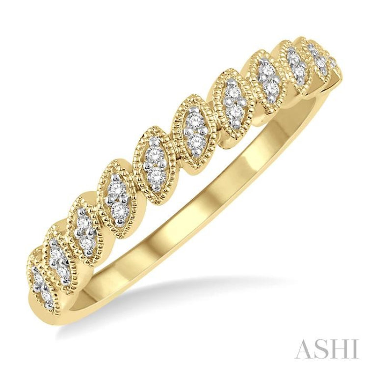 1/10 Ctw Leaf Motif Round Cut Diamond Stackable Band in 14K Yellow Gold