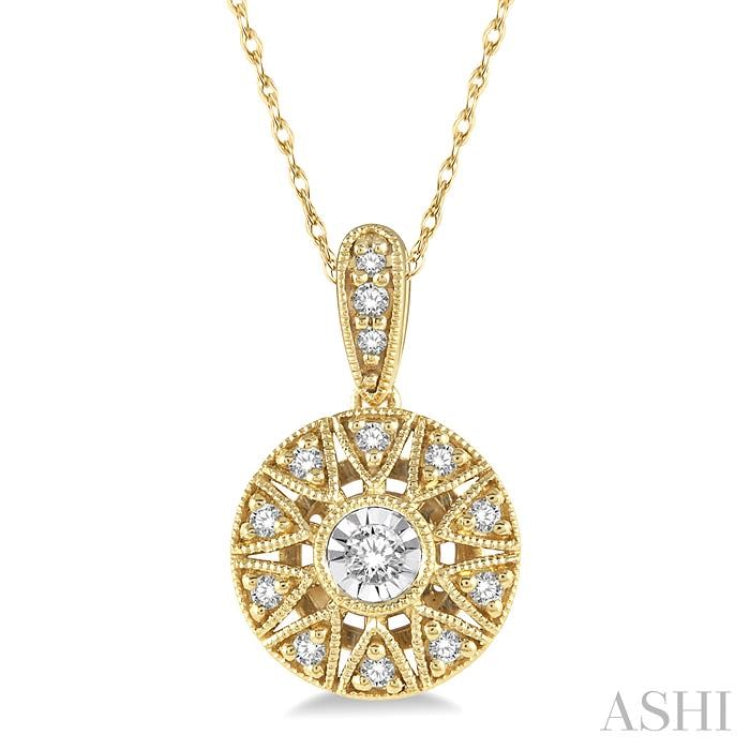 1/8 Ctw Round Cut Diamond Fashion Pendant With Chain in 10K Yellow Gold