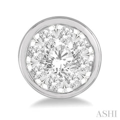 1/2 Ctw Lovebright Round Cut Diamond Bezel Stud Earring in 14K White Gold