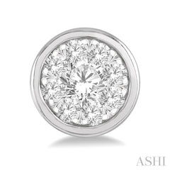 1/3 Ctw Lovebright Round Cut Diamond Bezel Stud Earring in 14K White Gold