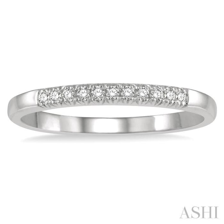 1/10 Ctw 11 Stone Round Cut Diamond Wedding Band in 14K White Gold