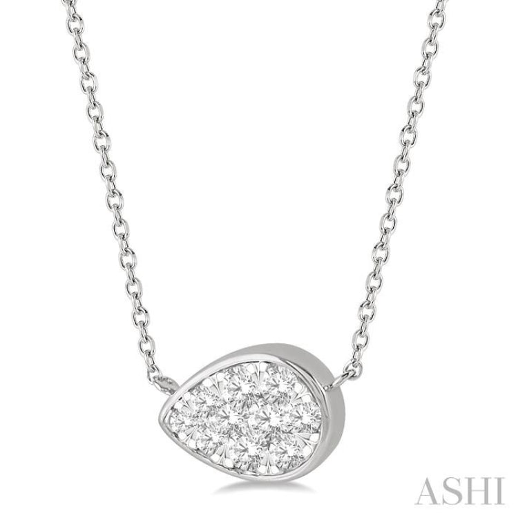 1/3 Ctw Pear Shape Lovebright Diamond Pendant With Chain in 14K White Gold