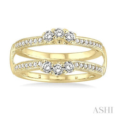 1/2 Ctw Round Cut Diamond Insert Ring in 14K Yellow Gold.
