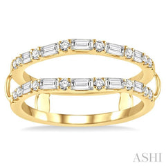1/2 Ctw Baguette and Round Cut Diamond Insert Ring in 14K Yellow Gold