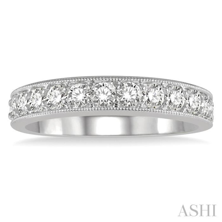 3/4 Ctw Round Cut Diamond Wedding Band in 14K White Gold