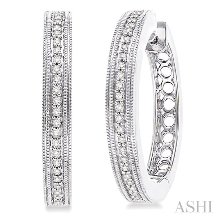1/4 Ctw Round Cut Diamond Hoop Earrings in Sterling Silver