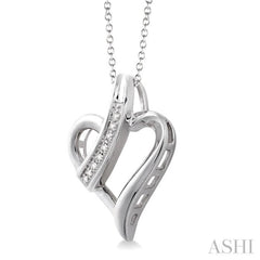1/20 Ctw Round Cut Diamond Heart Pendant in Sterling Silver with Chain