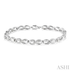 1/20 Ctw Swirl Shape Round Cut Diamond Bracelet in Sterling Silver