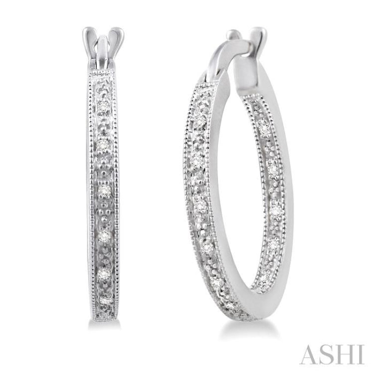 1/10 Ctw Round Cut Diamond Hoop Earrings in Sterling Silver