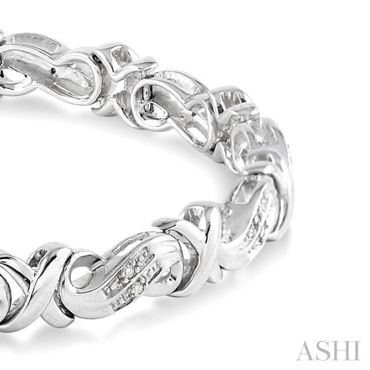 1/6 Ctw Round Cut Diamond 'X' Link Bracelet in Sterling Silver