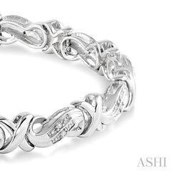 1/6 Ctw Round Cut Diamond 'X' Link Bracelet in Sterling Silver