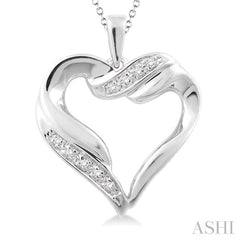 1/20 Ctw Round Cut Diamond Heart Pendant in Sterling Silver with Chain