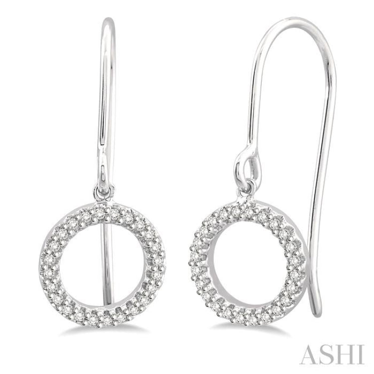 1/6 Ctw Hollow Cut Disc Round Cut Diamond Petite Earrings in 10K White Gold