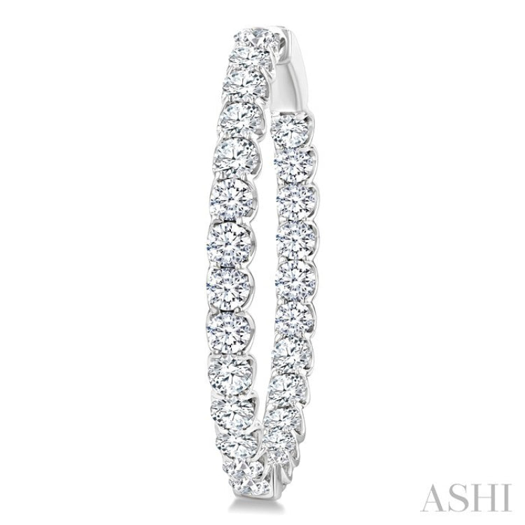 5 Ctw Inside-Out Round Cut Diamond Oval Shape Hoop Earrings in 14K White Gold