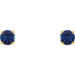 14K Yellow Gold 5 mm Lab-Grown Blue Sapphire Earrings