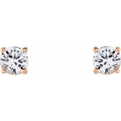 14K Rose Gold 4 mm Natural White Sapphire Earrings