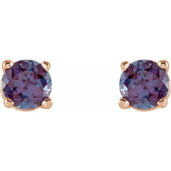 14K Rose Gold 4 mm Lab-Grown Alexandrite Earrings