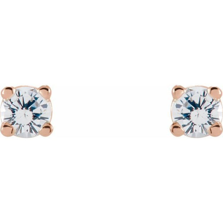 14K Rose Gold 2.5 mm Natural White Sapphire Earrings