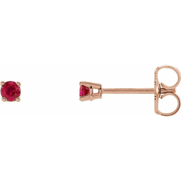 14K Rose Gold 2.5 mm Lab-Grown Ruby Earrings
