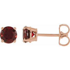 14K Rose Gold 5 mm Natural Mozambique Garnet Earrings