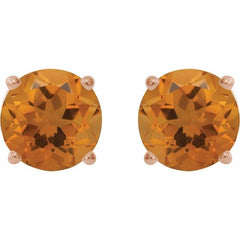 14K Rose Gold 5 mm Natural Citrine Earrings