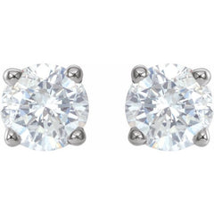 Sterling Silver 4.5 mm Imitation White Cubic Zirconia Earrings