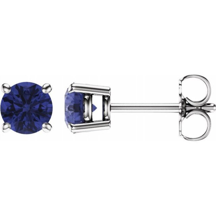 14K White Gold 5 mm Natural Tanzanite Earrings