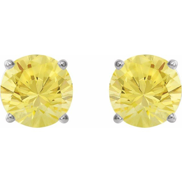14K White Gold 5 mm Natural Yellow Sapphire Earrings