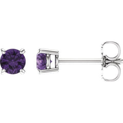14K White Gold 4 mm Natural Amethyst Earrings