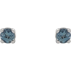 14K White Gold 2.5 mm Natural Aquamarine Earrings
