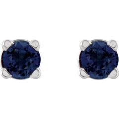 14K White Gold 2.5 mm Natural Blue Sapphire Earrings