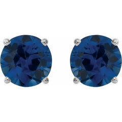 14K White Gold 2.5 mm Natural Blue Sapphire Earrings