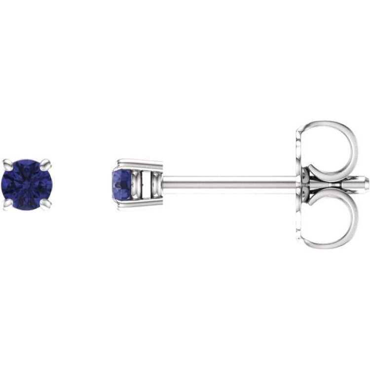14K White Gold 2.5 mm Natural Tanzanite Earrings