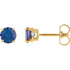 14K Yellow Gold 5 mm Natural Tanzanite Earrings